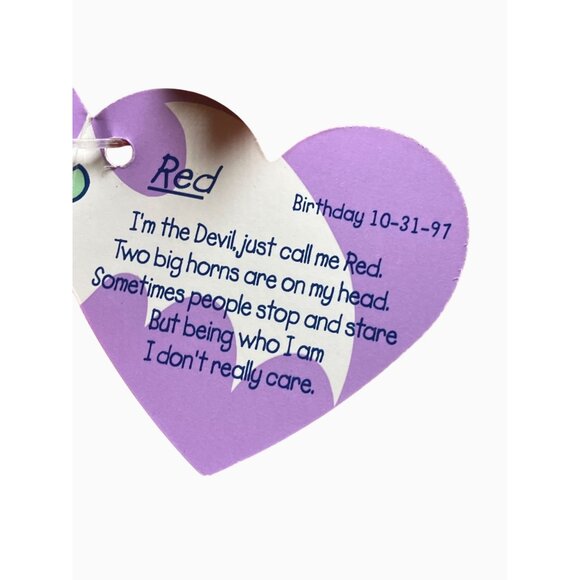 Puffkins Red Devil Plush Toy With Orange Horns and Poem Tag Limited Edition - Picture 13 of 16